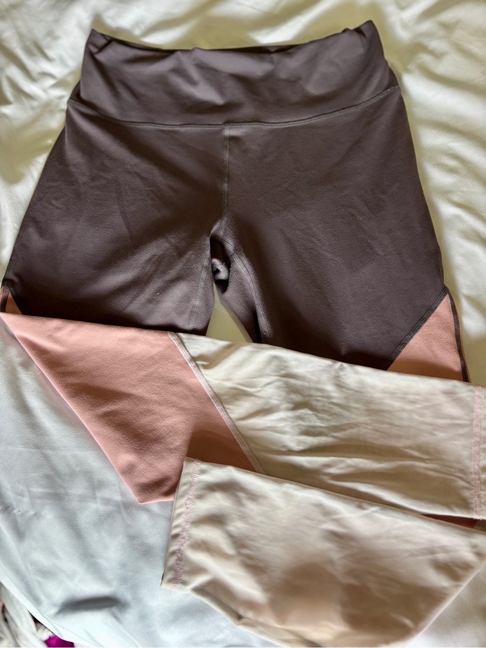 Fabletics PowerHold Colorblock High Waisted Leggings Mauve Pink-M